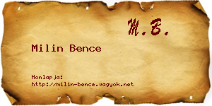 Milin Bence névjegykártya
